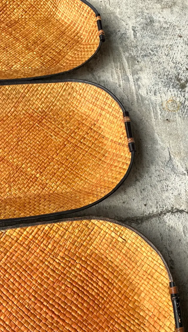 Vintage Bamboo Rattan Woven Trays- Set of 3 — additional photo 1