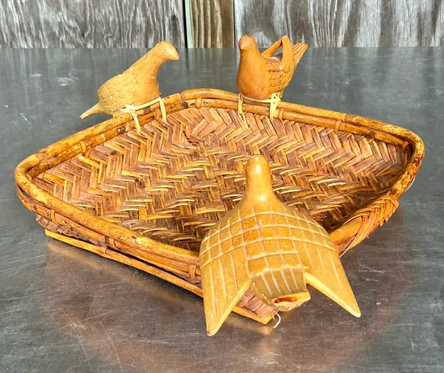 Vintage Boho Rattan Basket with Birds — additional photo 8