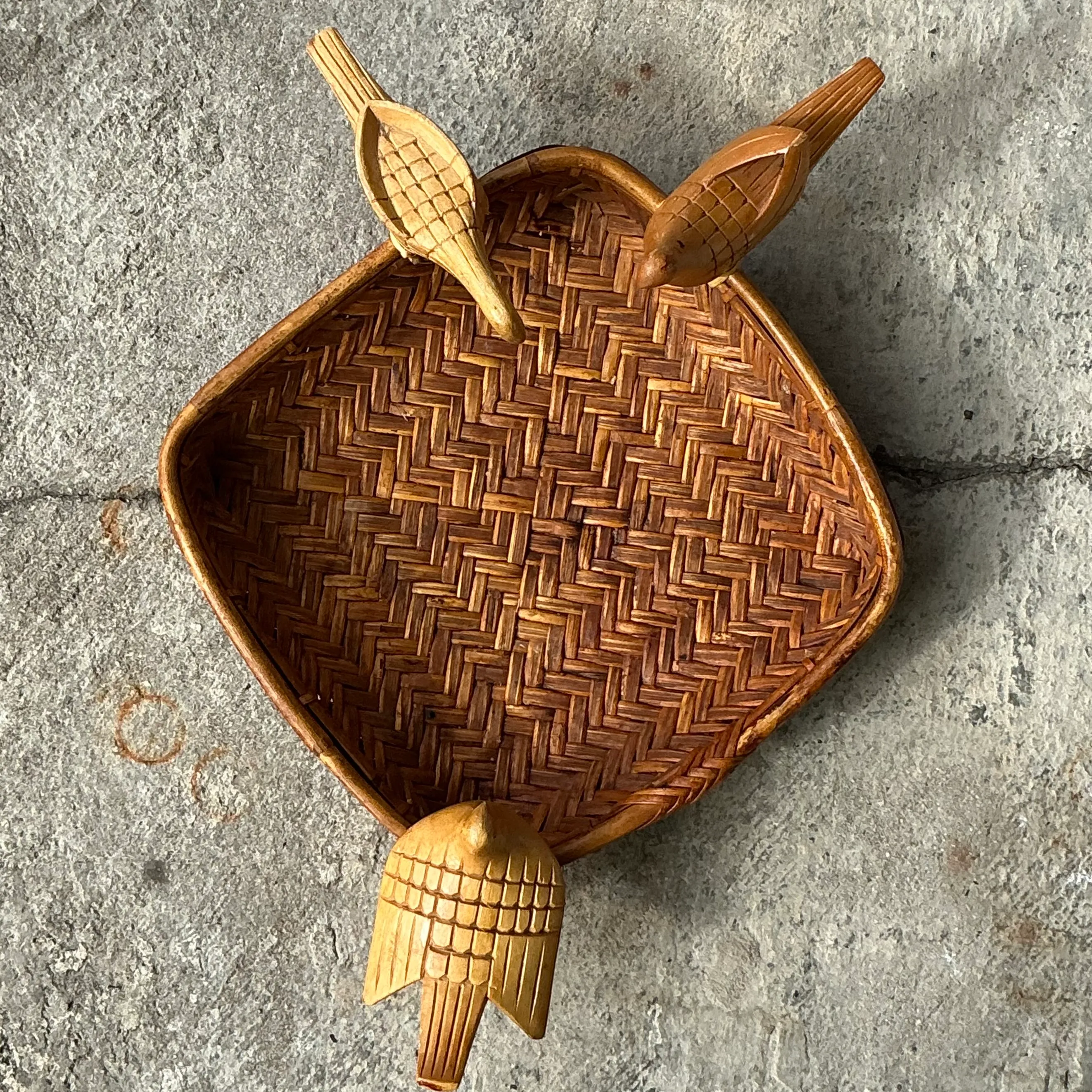 Vintage Boho Rattan Basket with Birds — additional photo 6
