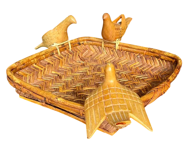 Vintage Boho Rattan Basket with Birds — additional photo 7