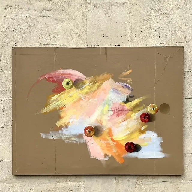Vintage Boho Original Trompe L'oeil Oil Painting on Canvas — additional photo 1