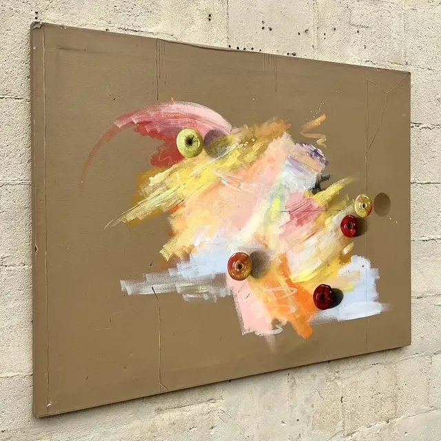 Vintage Boho Original Trompe L'oeil Oil Painting on Canvas — additional photo 6