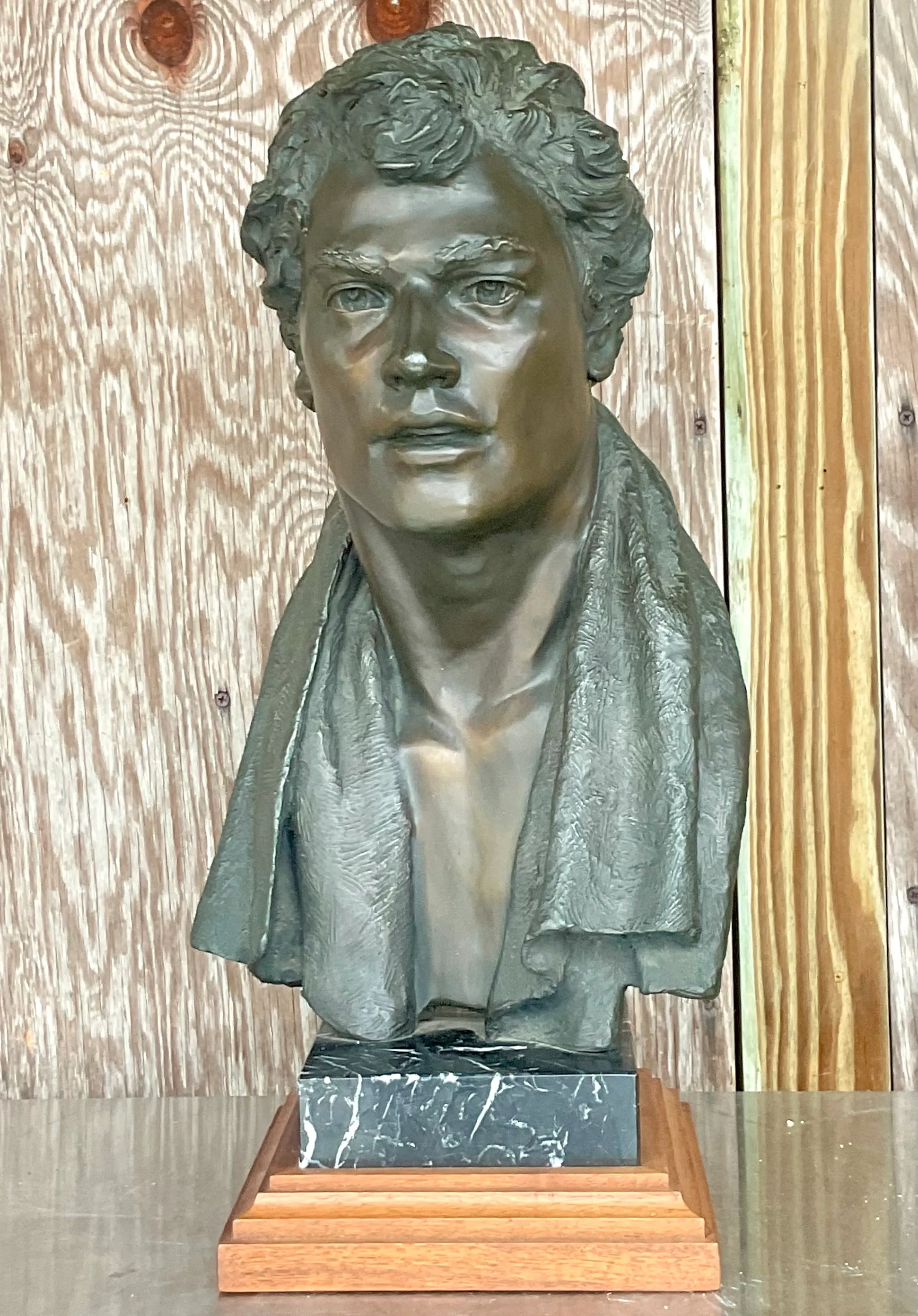 Vintage Regency Glenda Goodacre Attributed Bronze Bust of Man — additional photo 2