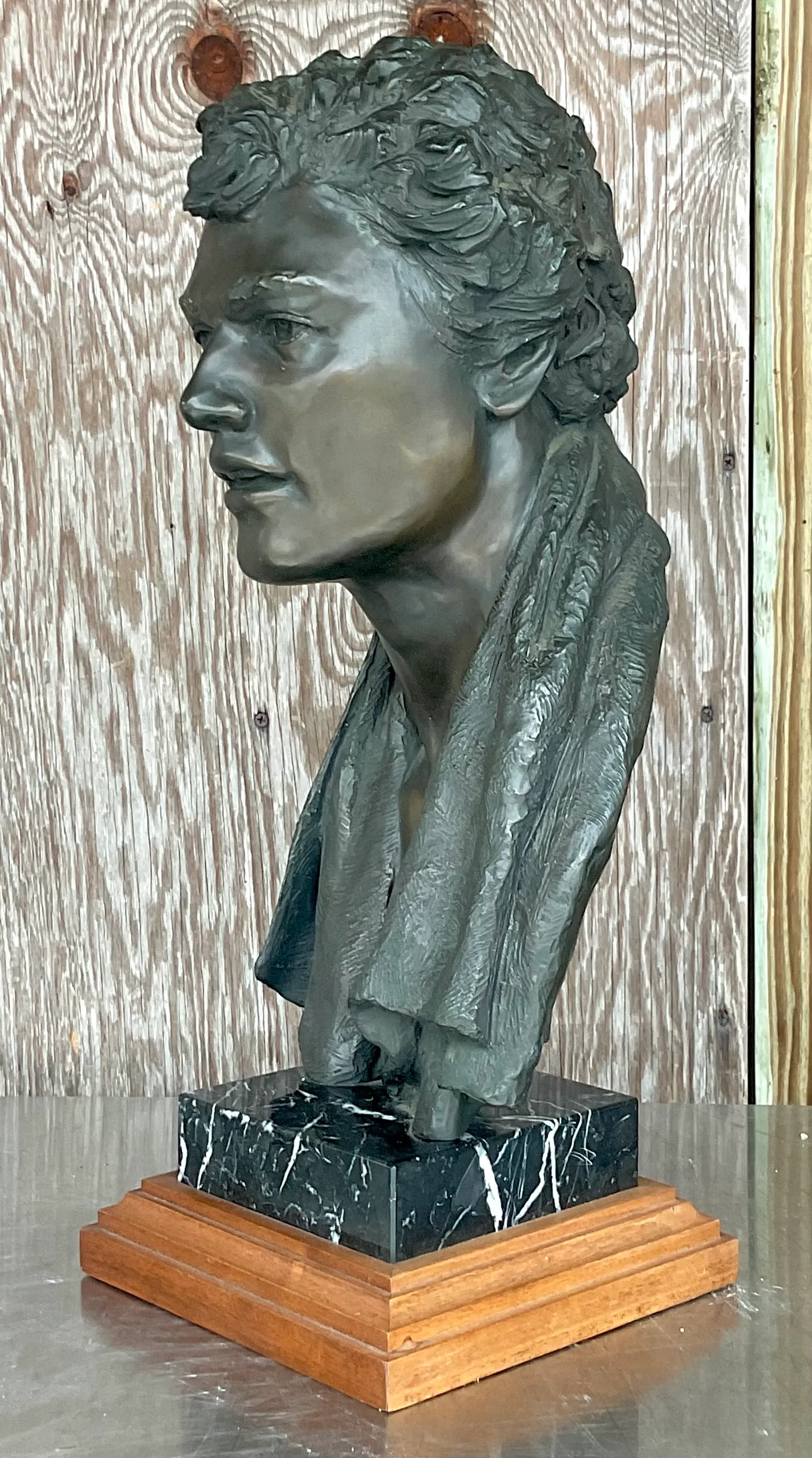 Vintage Regency Glenda Goodacre Attributed Bronze Bust of Man — additional photo 3