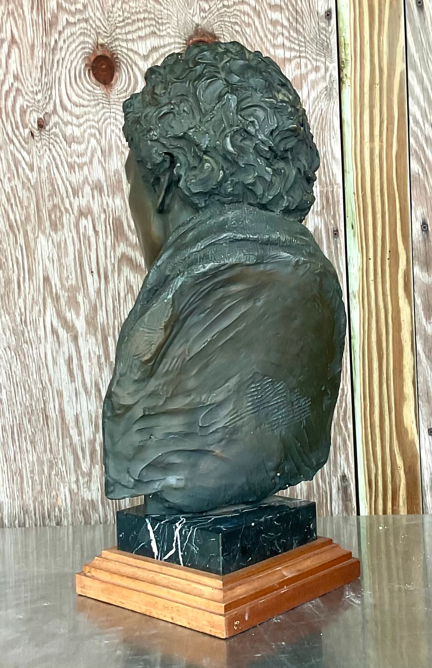 Vintage Regency Glenda Goodacre Attributed Bronze Bust of Man — additional photo 4