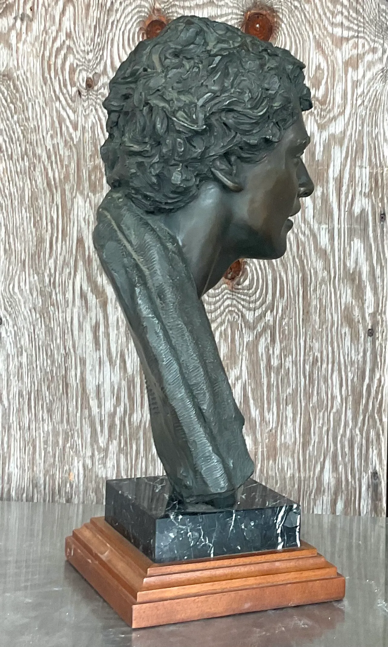 Vintage Regency Glenda Goodacre Attributed Bronze Bust of Man — additional photo 5