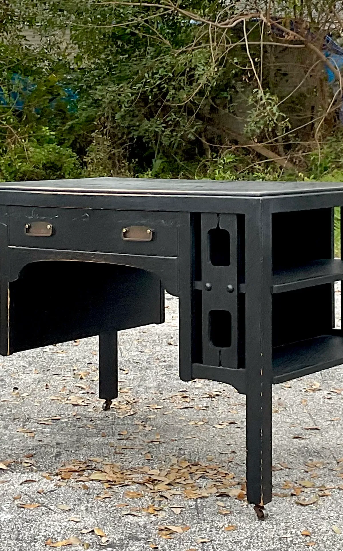 Early 20th Century Boho Arts and Crafts Mission Style Oak Desk — additional photo 5