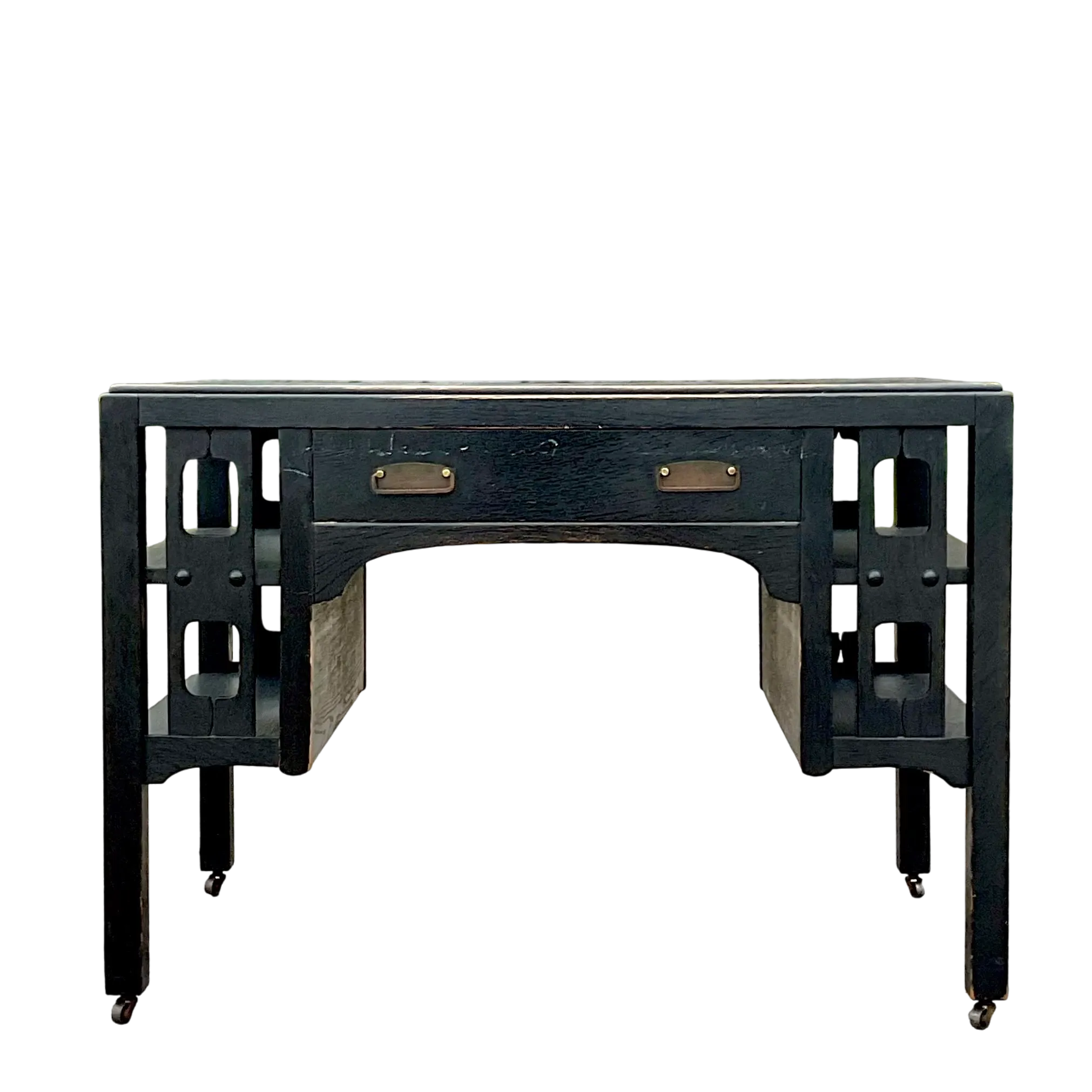 Early 20th Century Boho Arts and Crafts Mission Style Oak Desk — additional photo 5