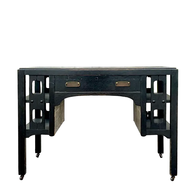 Early 20th Century Boho Arts and Crafts Mission Style Oak Desk — additional photo 5