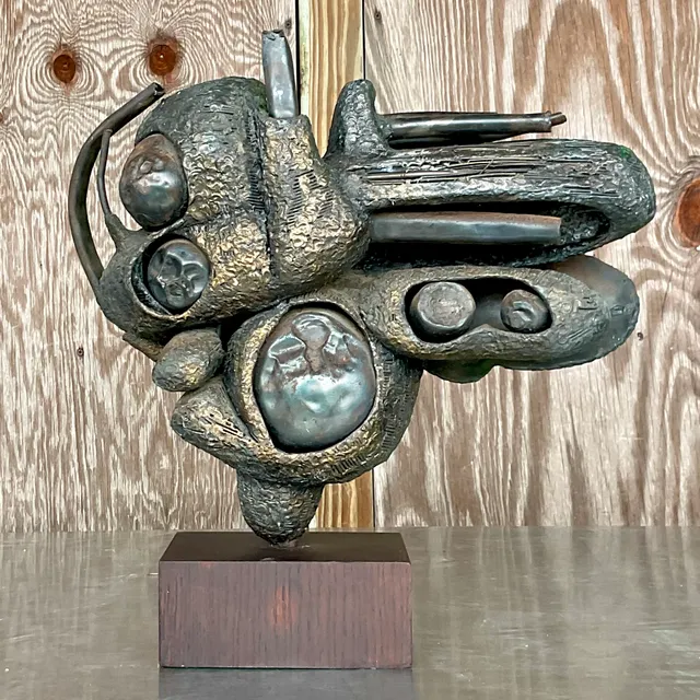 Vintage Boho Rudolph Seno Abstract Bronze Sculpture — additional photo 1