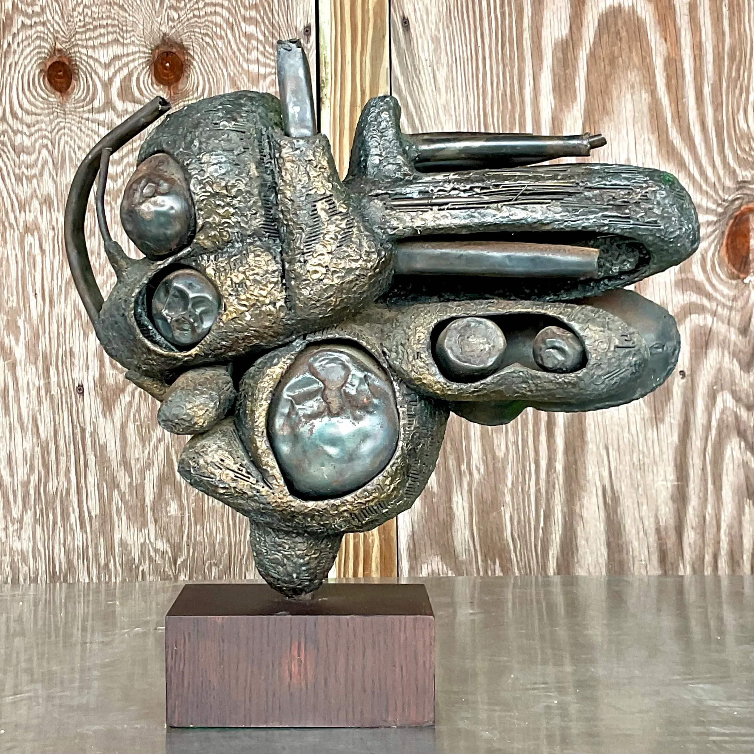 Vintage Boho Rudolph Seno Abstract Bronze Sculpture — additional photo 2