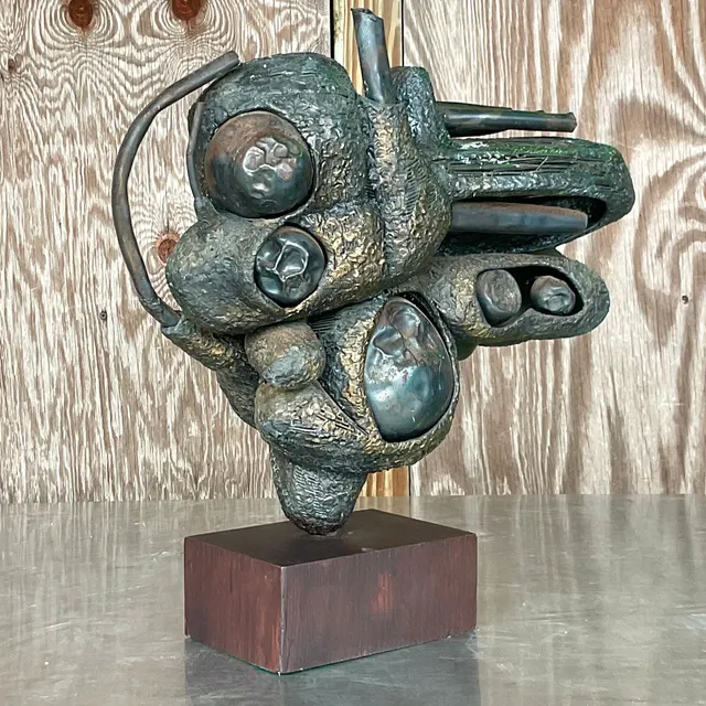 Vintage Boho Rudolph Seno Abstract Bronze Sculpture — additional photo 3