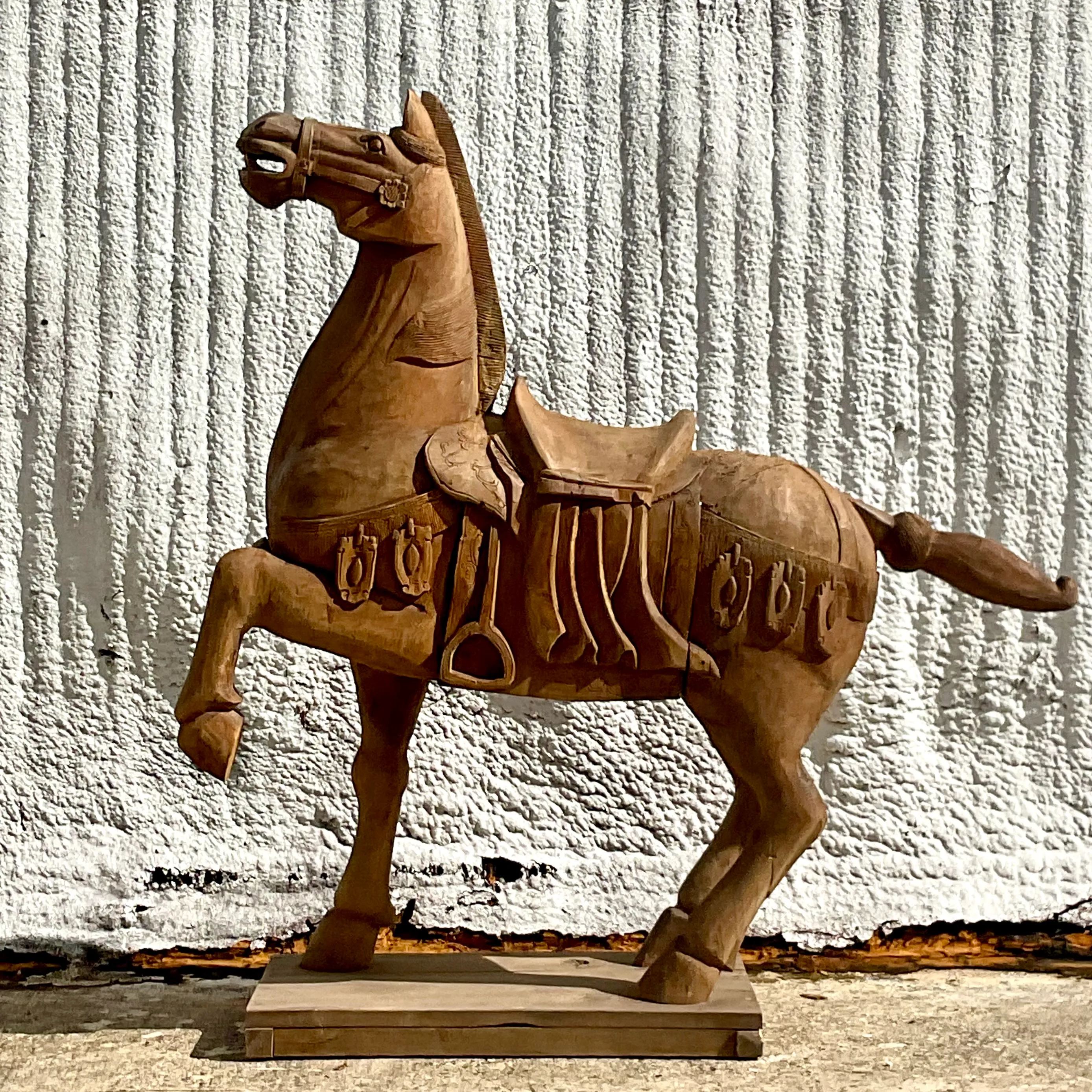 Vintage Carousel Boho Carved Wooden Horse — additional photo 2