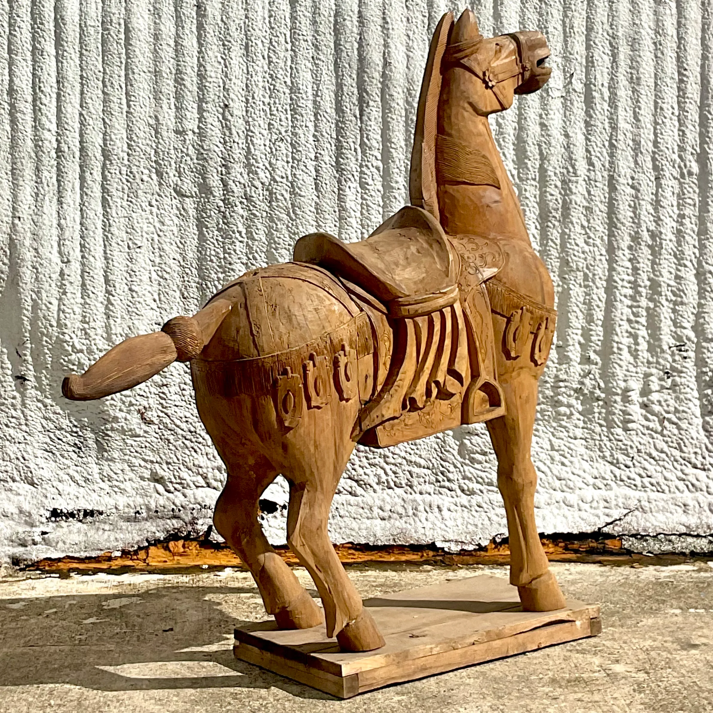 Vintage Carousel Boho Carved Wooden Horse — additional photo 6