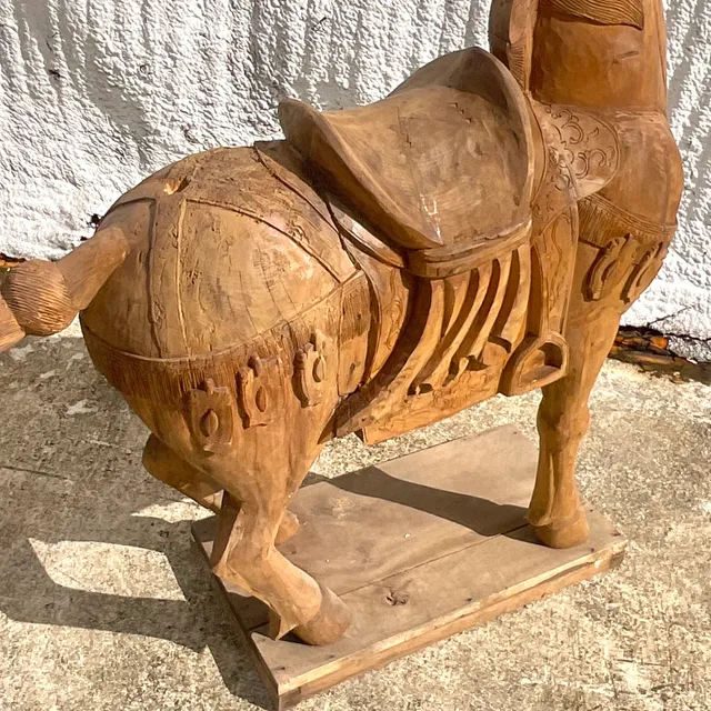Vintage Carousel Boho Carved Wooden Horse — additional photo 7