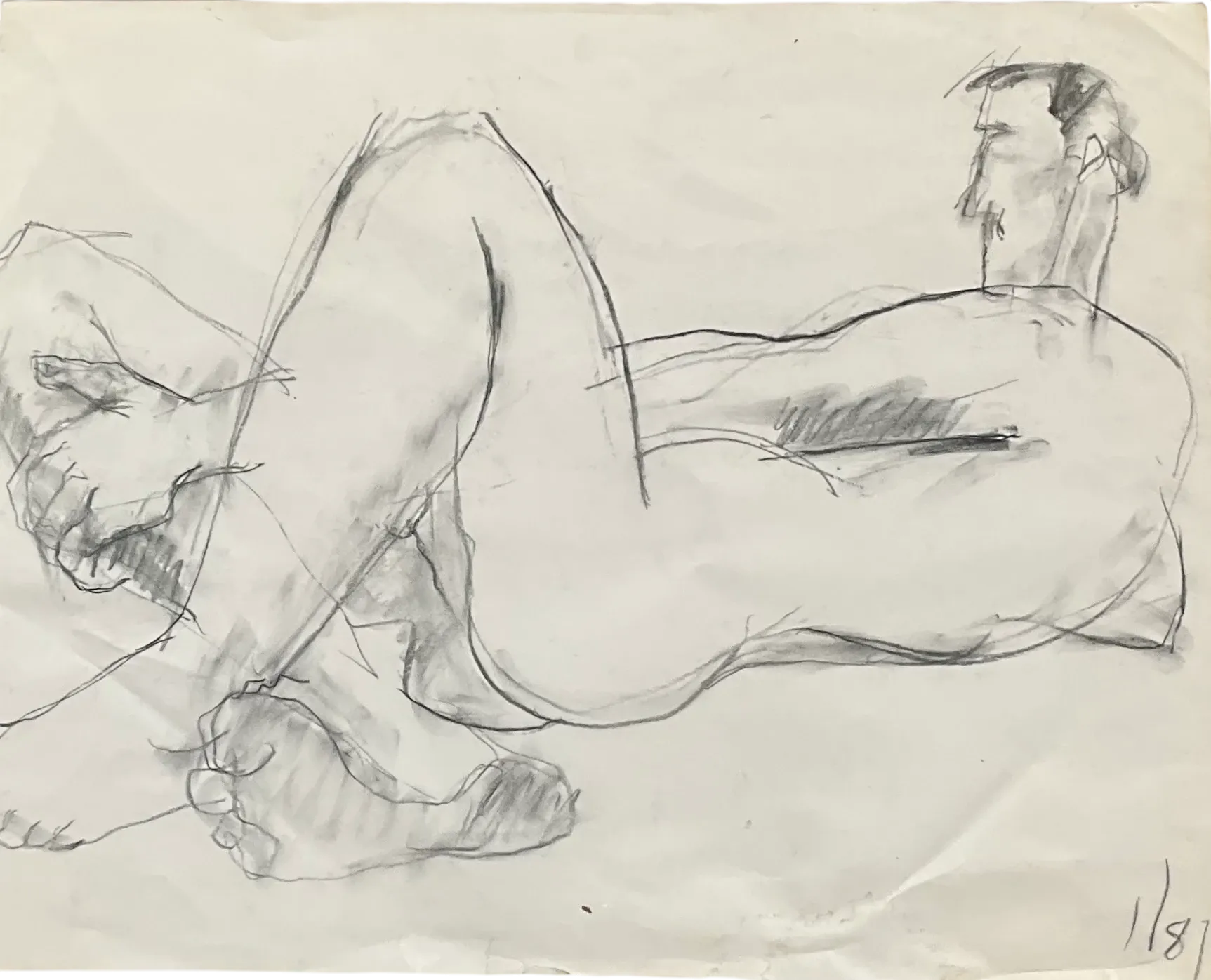Vintage Boho Sketch of Man on Paper