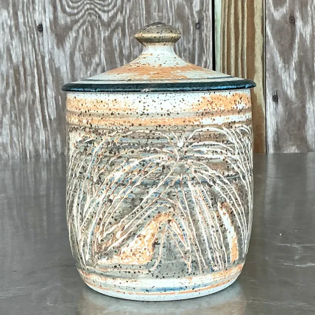 Vintage Boho Original Studio Pottery Lidded Urn — additional photo 1
