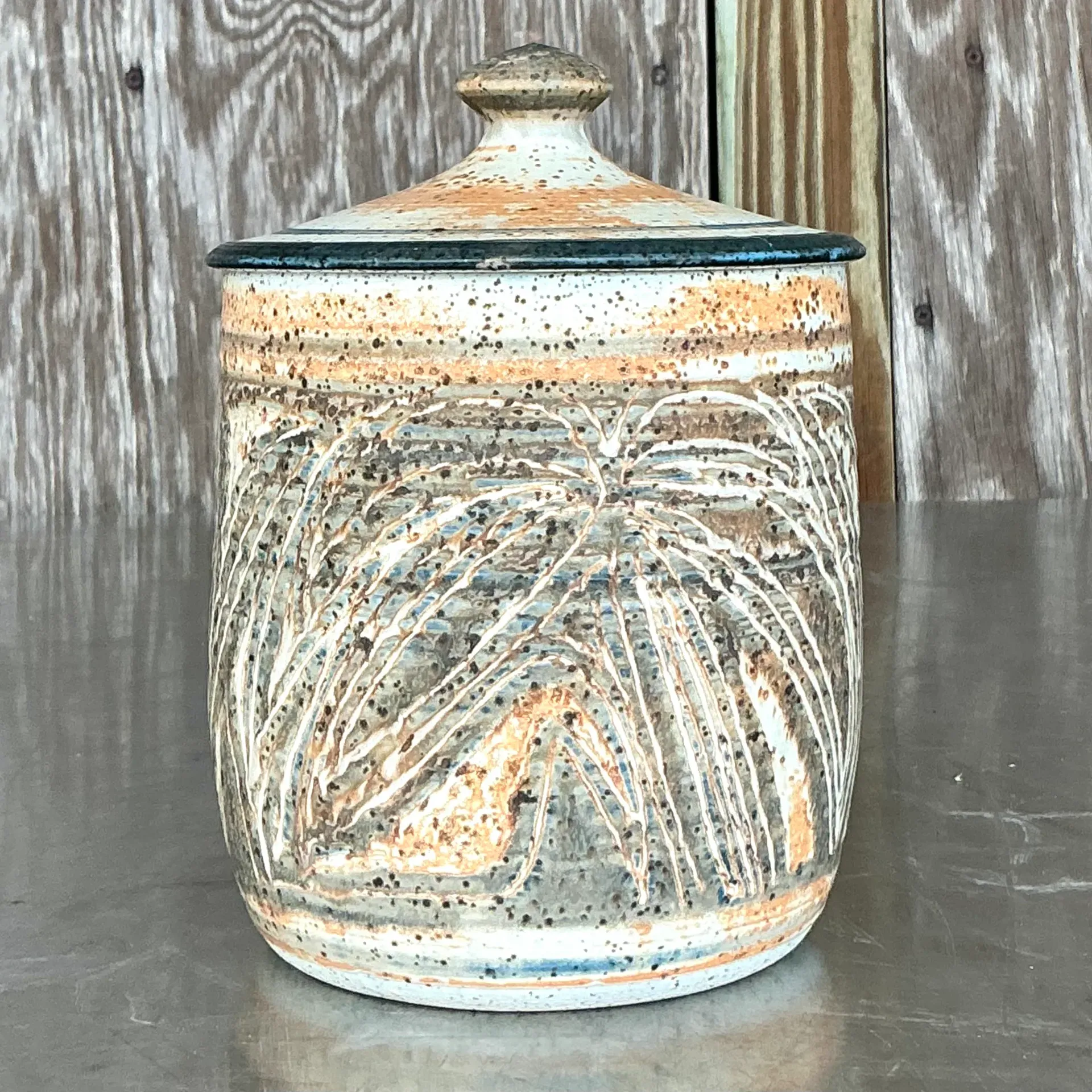Vintage Boho Original Studio Pottery Lidded Urn — additional photo 5