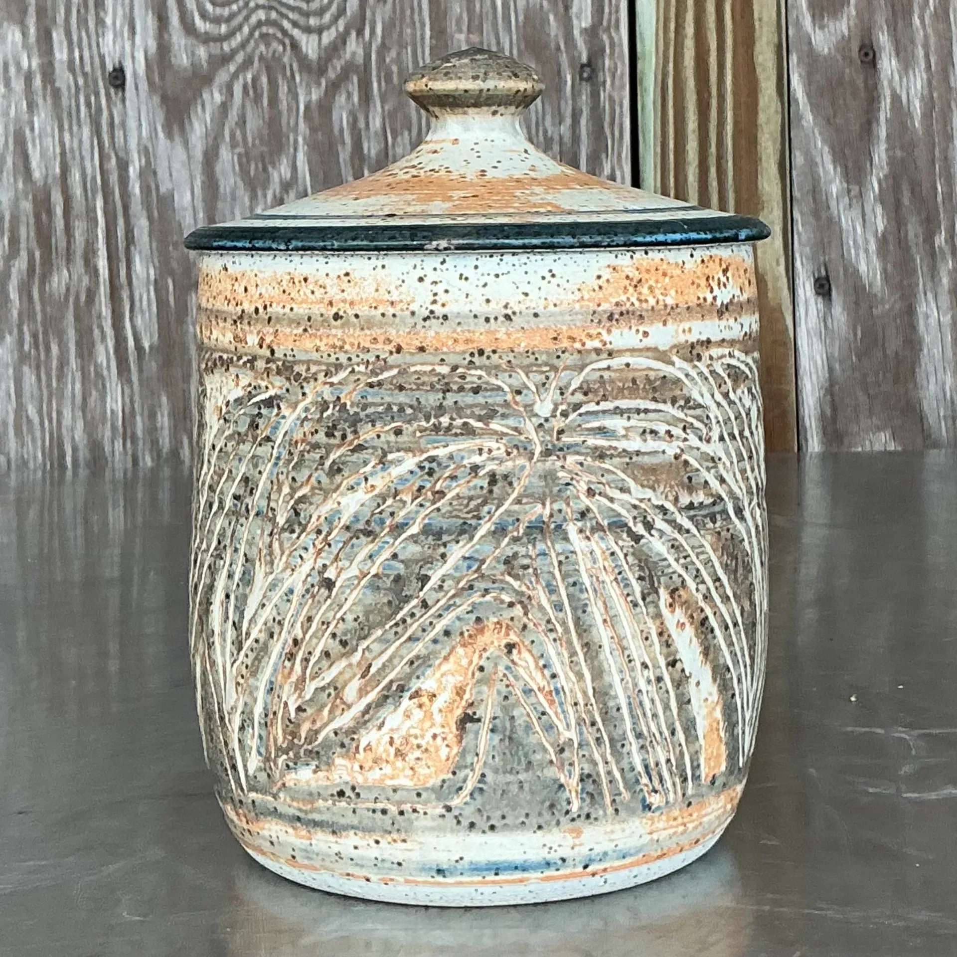 Vintage Boho Original Studio Pottery Lidded Urn — additional photo 2