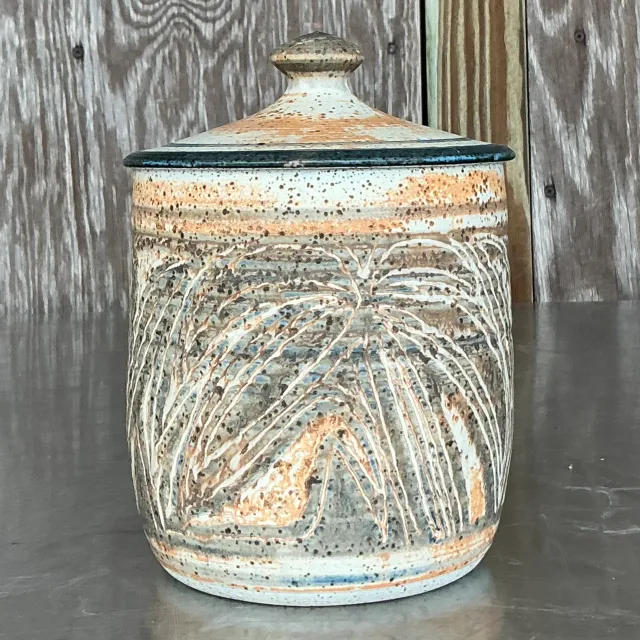 Vintage Boho Original Studio Pottery Lidded Urn — additional photo 2