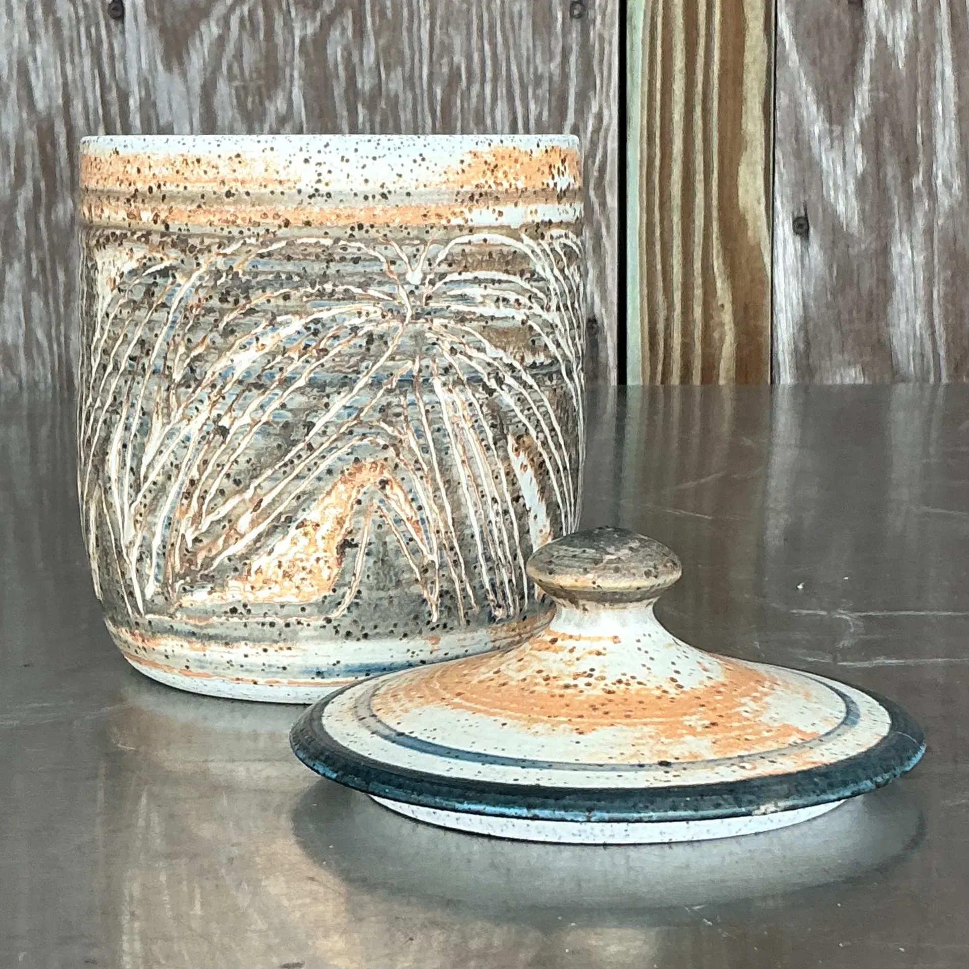Vintage Boho Original Studio Pottery Lidded Urn — additional photo 3