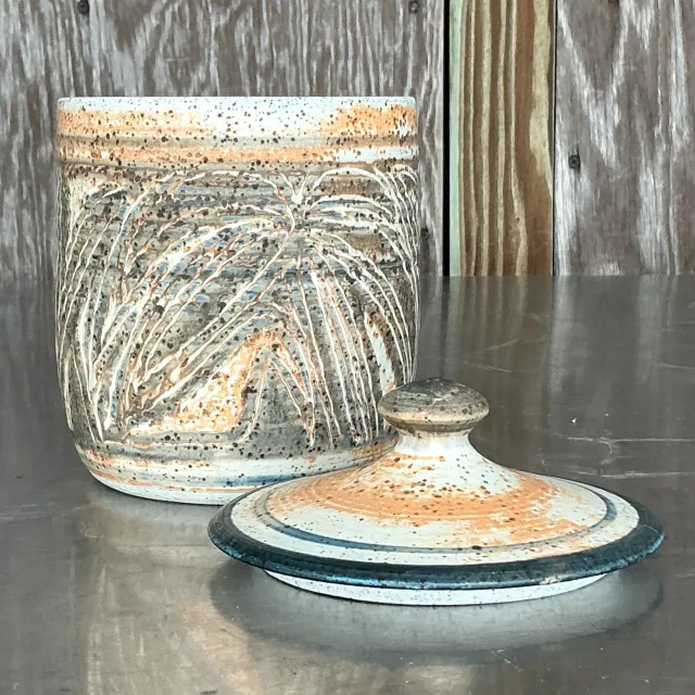 Vintage Boho Original Studio Pottery Lidded Urn — additional photo 3