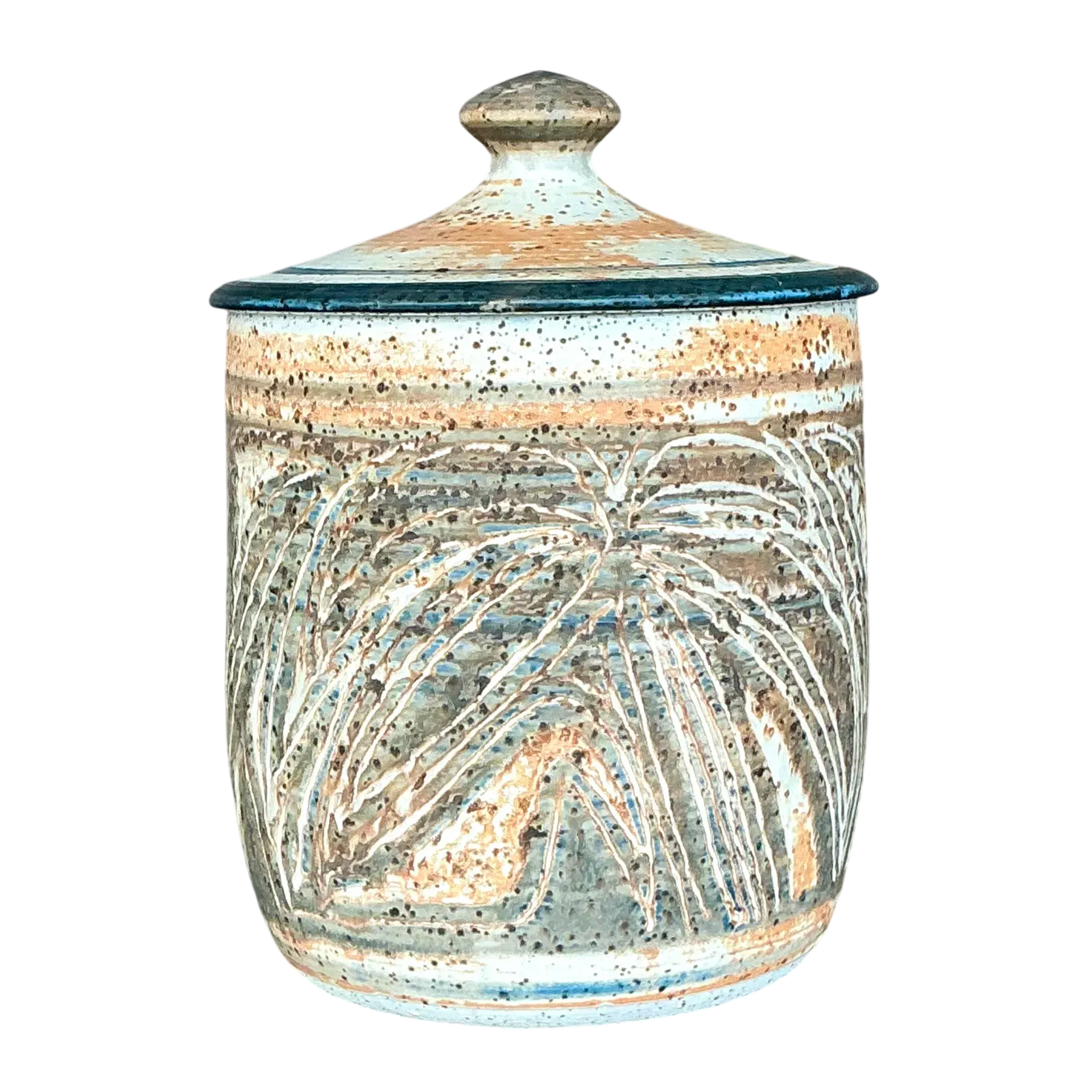 Vintage Boho Original Studio Pottery Lidded Urn