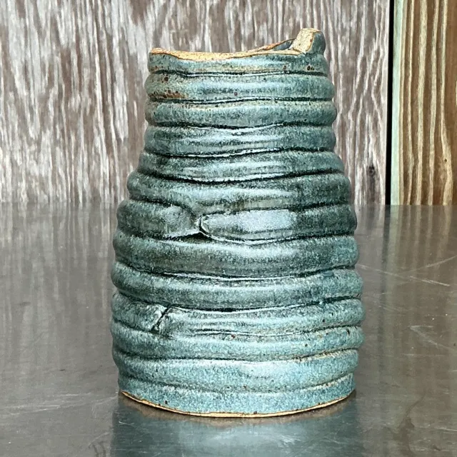 Vintage Boho Original Coil Pottery Vase — additional photo 1
