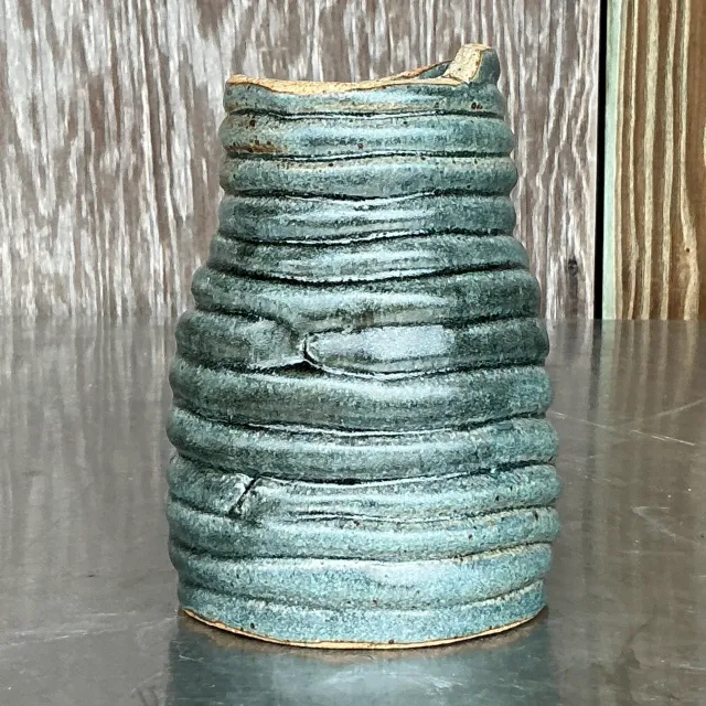 Vintage Boho Original Coil Pottery Vase — additional photo 2