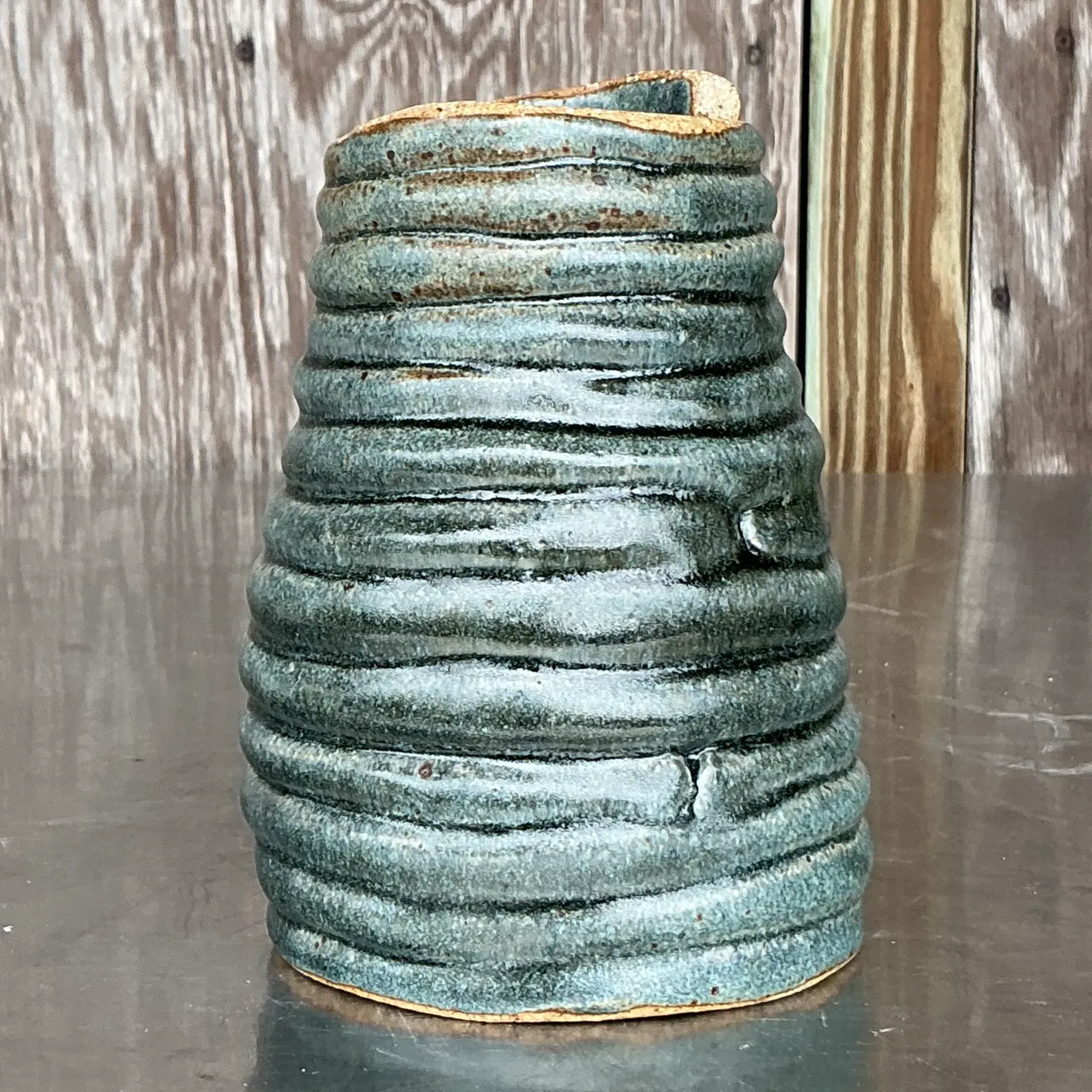 Vintage Boho Original Coil Pottery Vase — additional photo 5