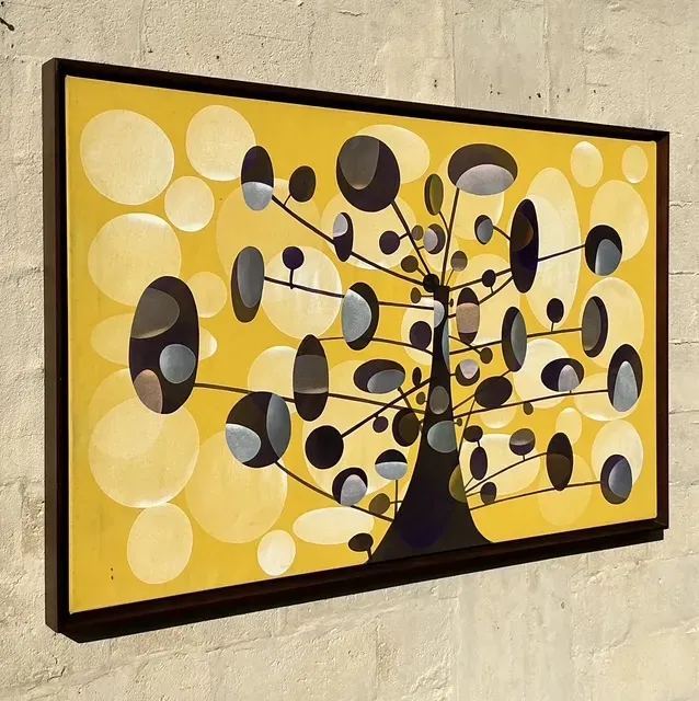 Vintage Boho Original Geometric Abstract Oil On Canvas — additional photo 4