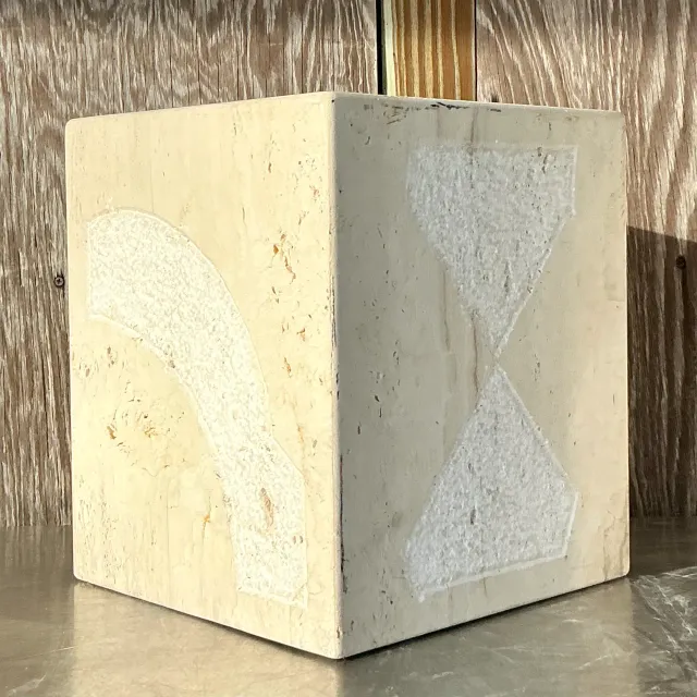 Vintage Coastal Etched Coral Side Table — additional photo 1