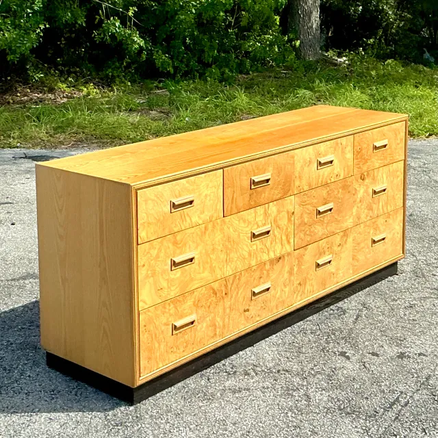 Vintage Boho Henredon Scwne Two Burl Dresser — additional photo 2