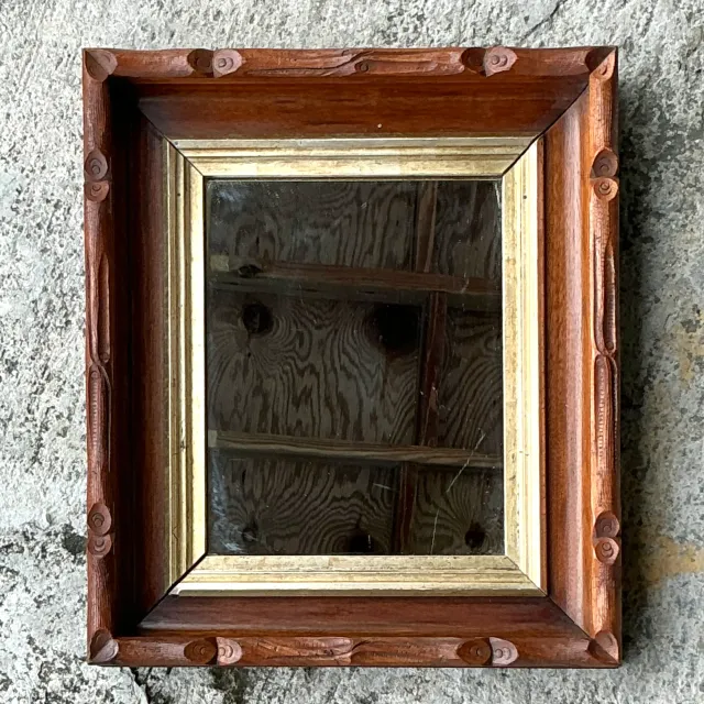 Vintage Boho Carved Faux Bois Mirror — additional photo 6