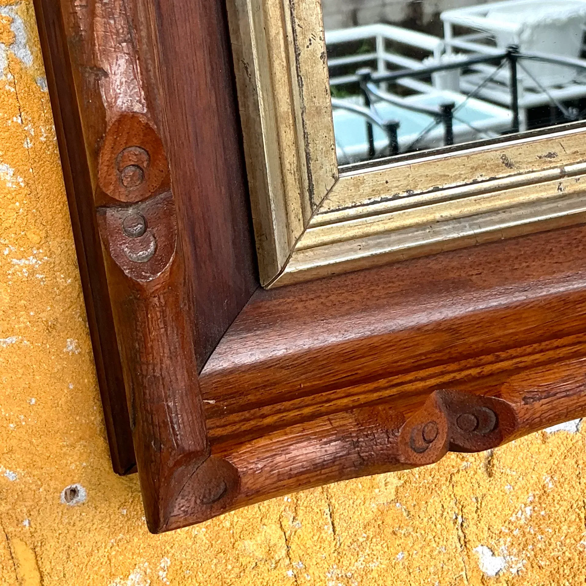 Vintage Boho Carved Faux Bois Mirror — additional photo 3