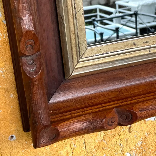 Vintage Boho Carved Faux Bois Mirror — additional photo 4