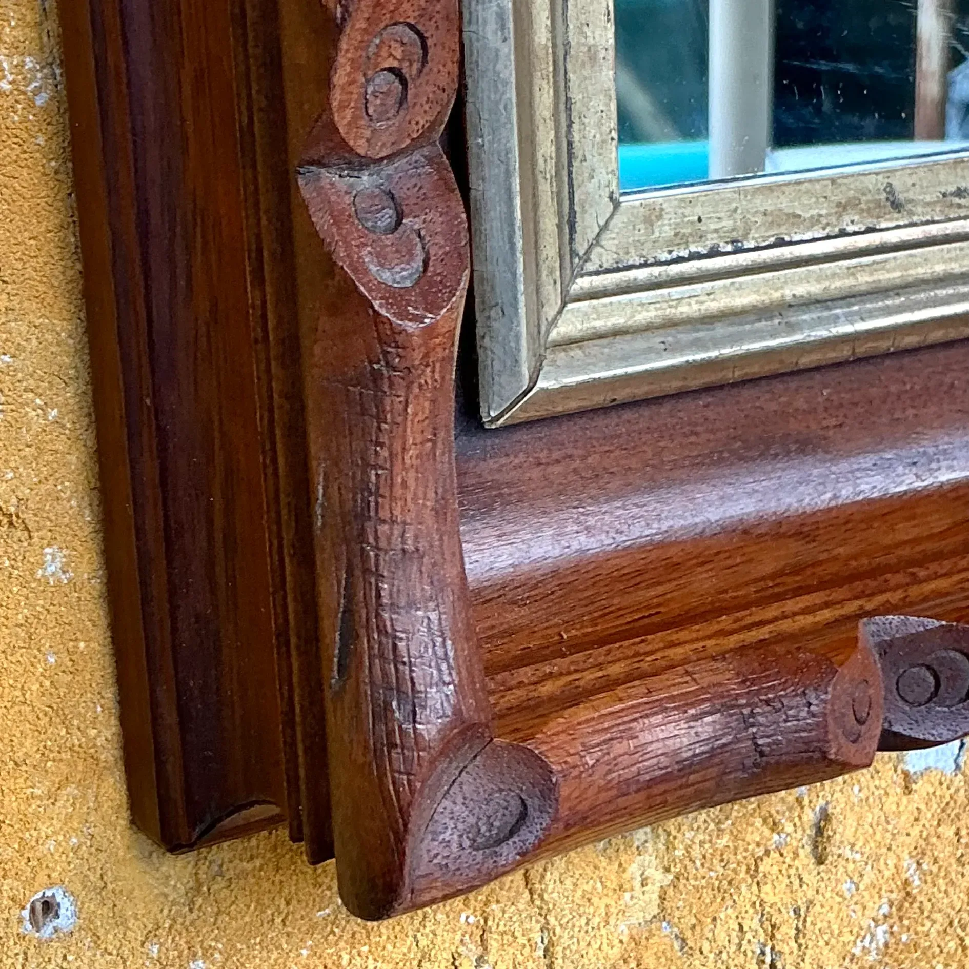 Vintage Boho Carved Faux Bois Mirror — additional photo 5