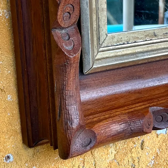Vintage Boho Carved Faux Bois Mirror — additional photo 5