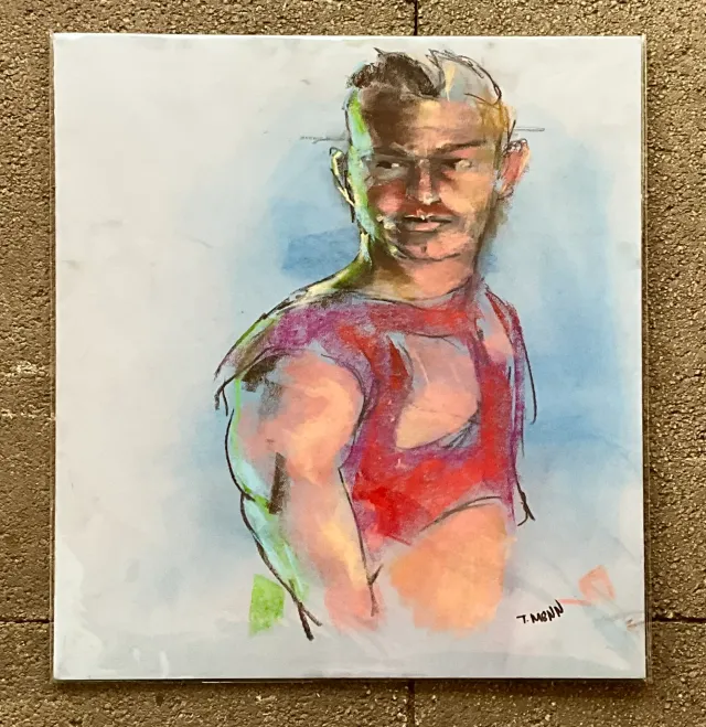 Vintage Boho Original Signed Pastel Portrait — additional photo 7