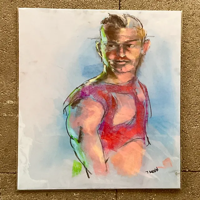 Vintage Boho Original Signed Pastel Portrait — additional photo 4
