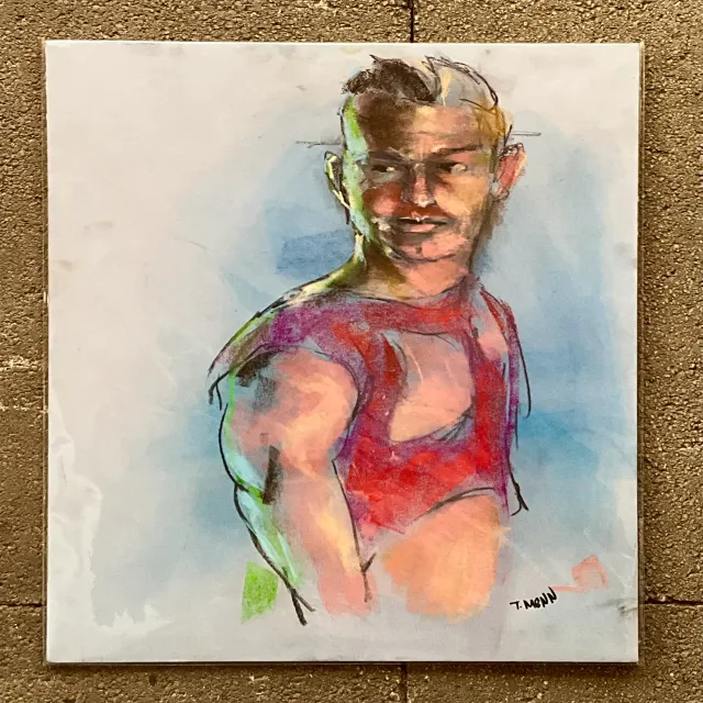 Vintage Boho Original Signed Pastel Portrait — additional photo 6