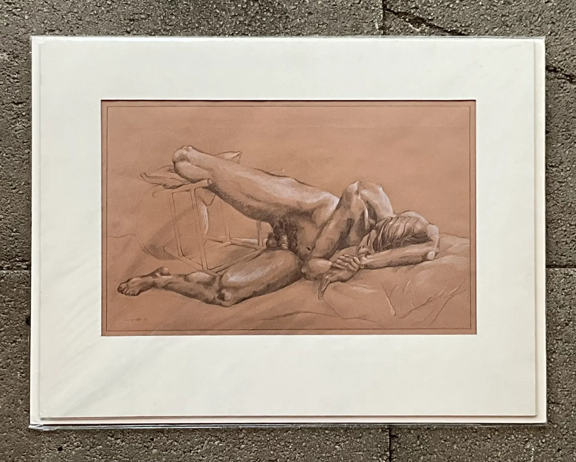 Vintage Boho Original Signed Nude Sketch