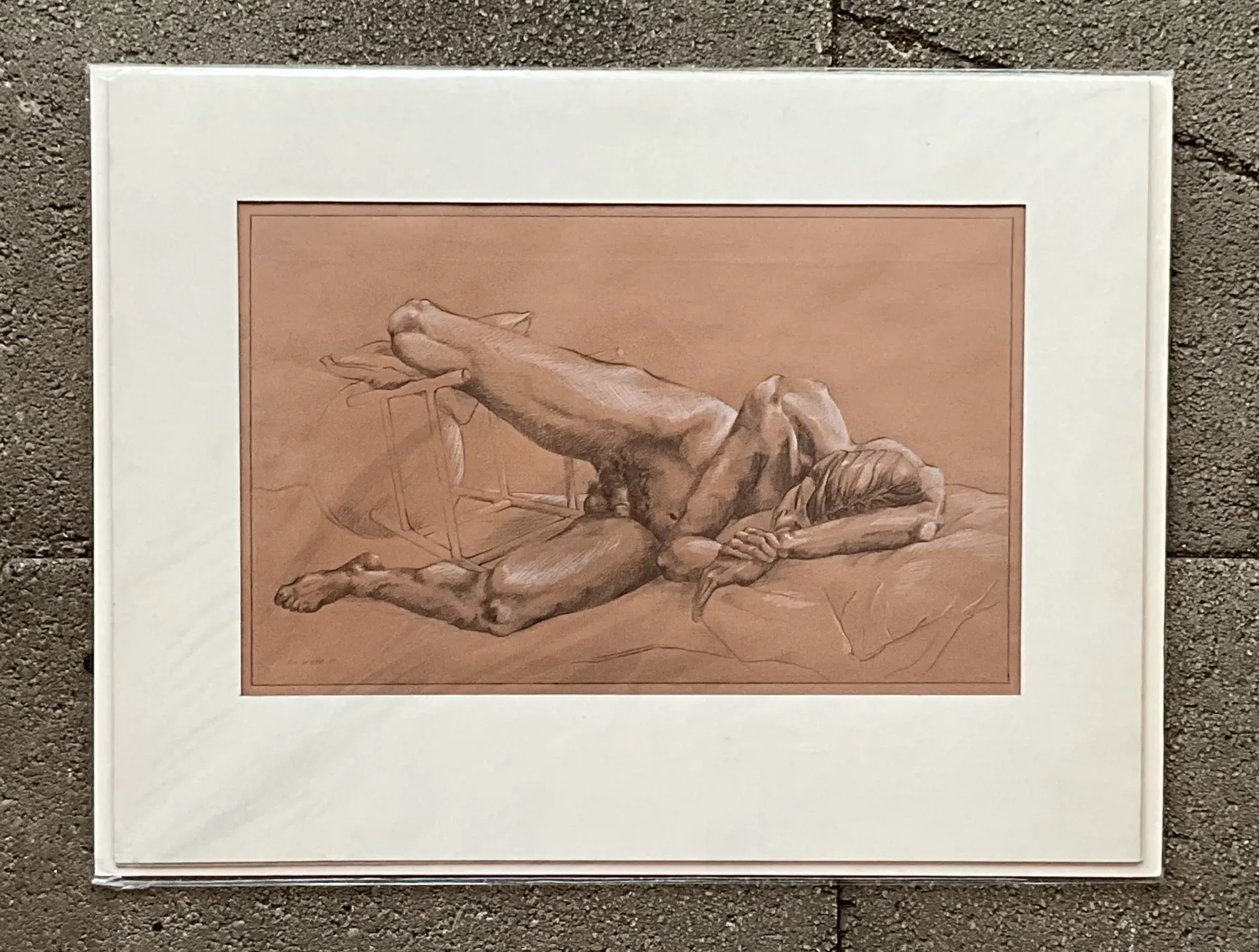 Vintage Boho Original Signed Nude Sketch — additional photo 1