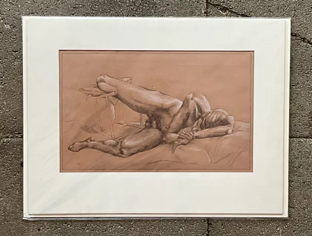 Vintage Boho Original Signed Nude Sketch — additional photo 1