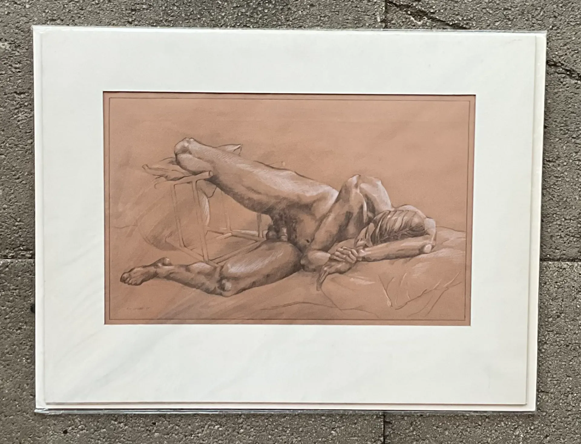 Vintage Boho Original Signed Nude Sketch — additional photo 2