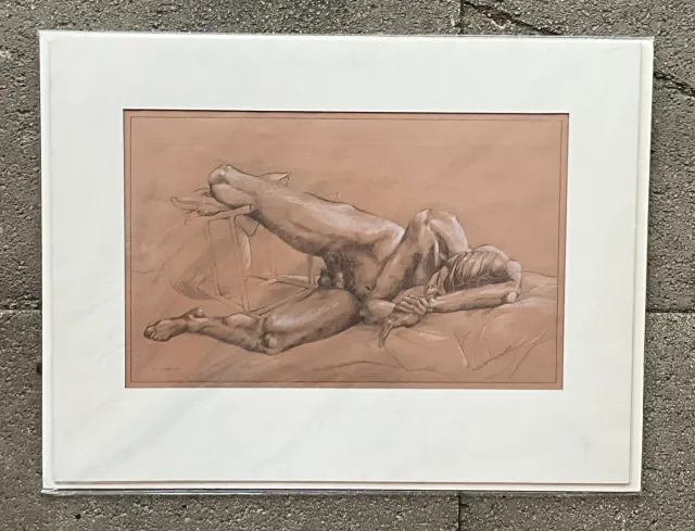 Vintage Boho Original Signed Nude Sketch — additional photo 2