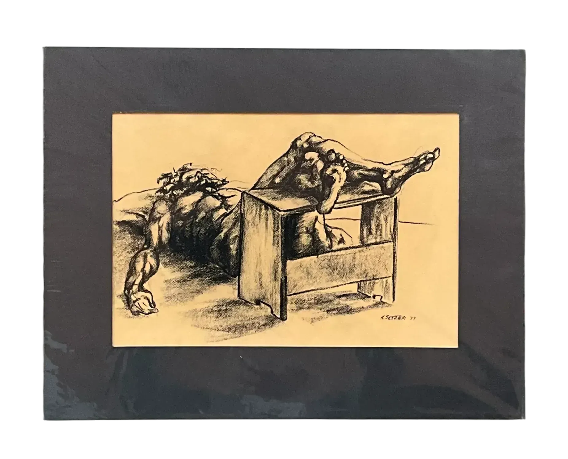 Vintage Boho Original Signed Nude Sketch - Synthetic, 20W x 15.75H