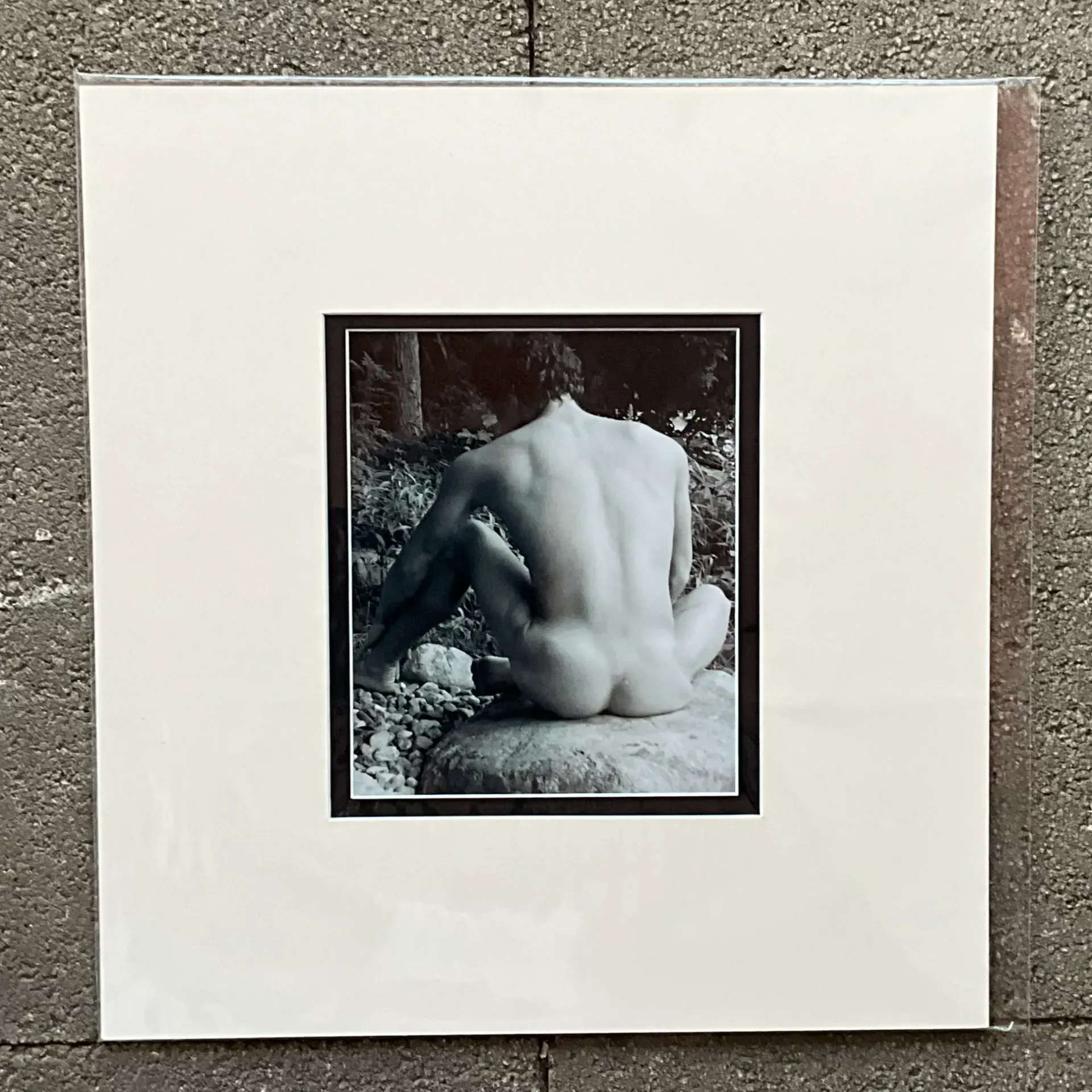 Vintage Boho Original Nude Photograph of Man - Paper, 17.5W x 19.5H — additional photo 1