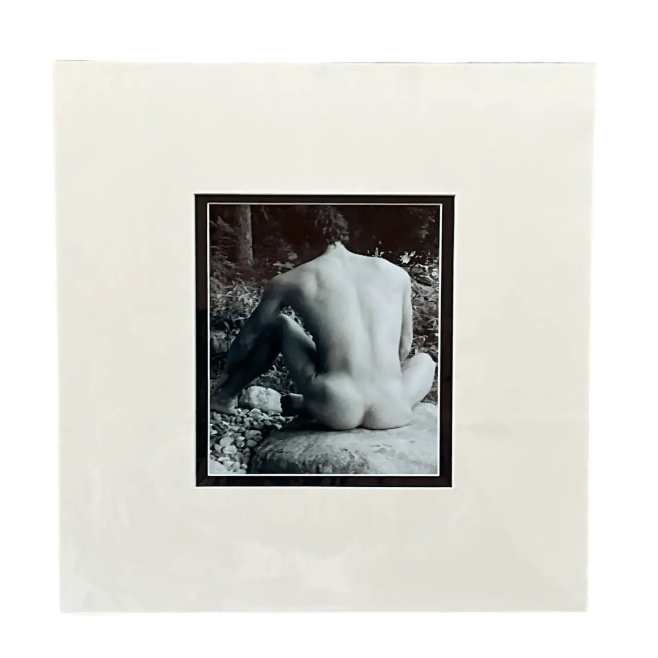 Vintage Boho Original Nude Photograph of Man - Paper, 17.5W x 19.5H