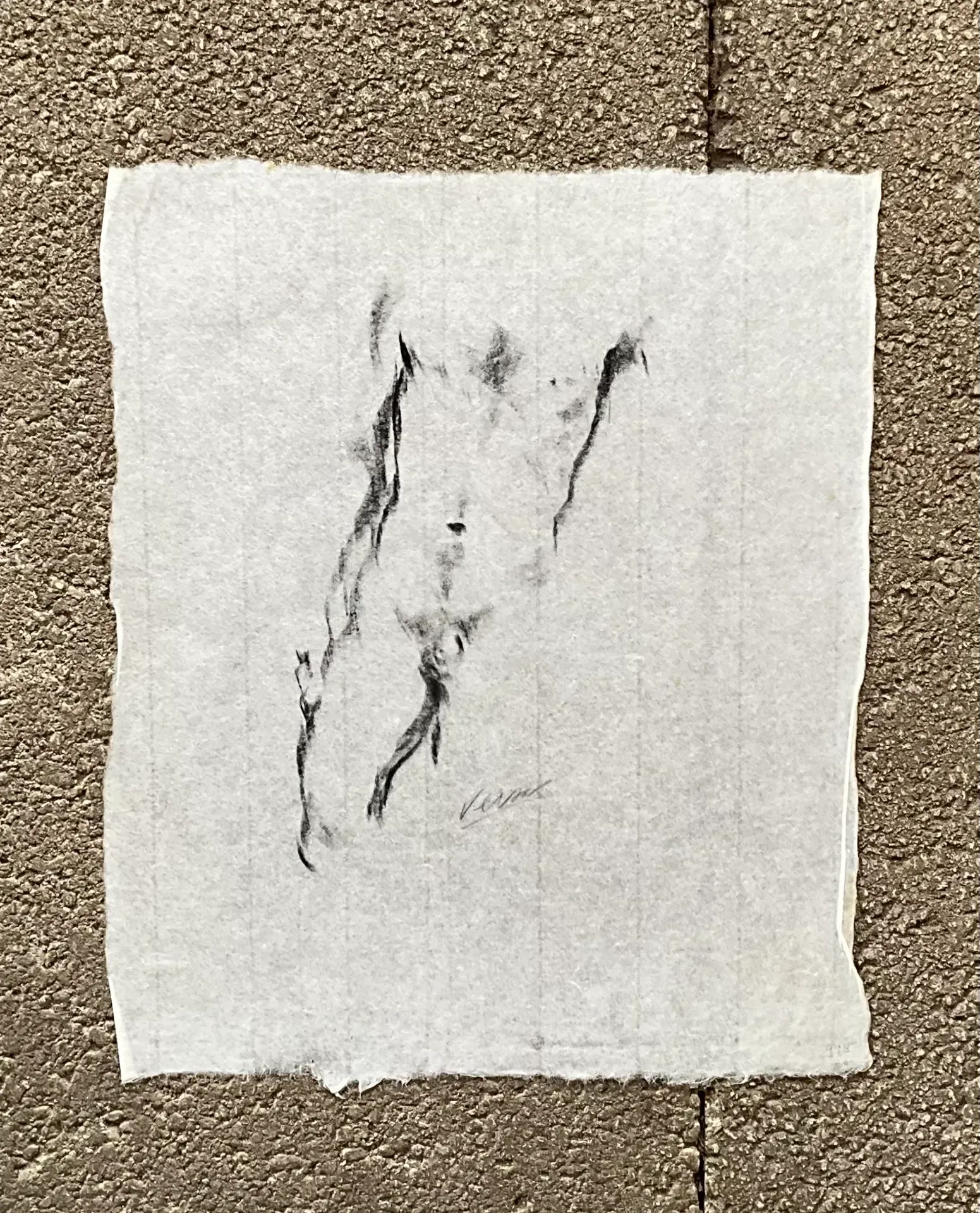 Vintage Boho Nude Sketch of Man — additional photo 1